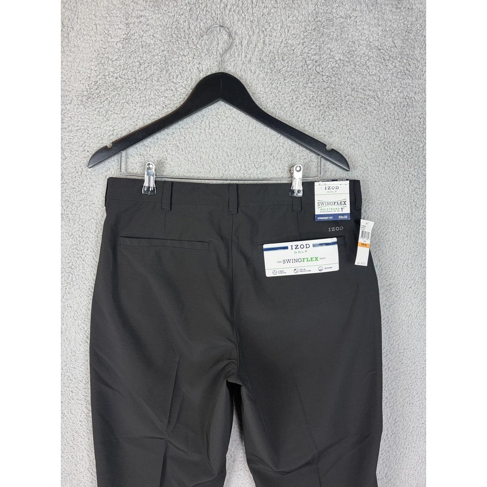 IZOD Golf Pants Mens 33x32 Black SwingFlex Stretch UPF 40 Wicking Tech New